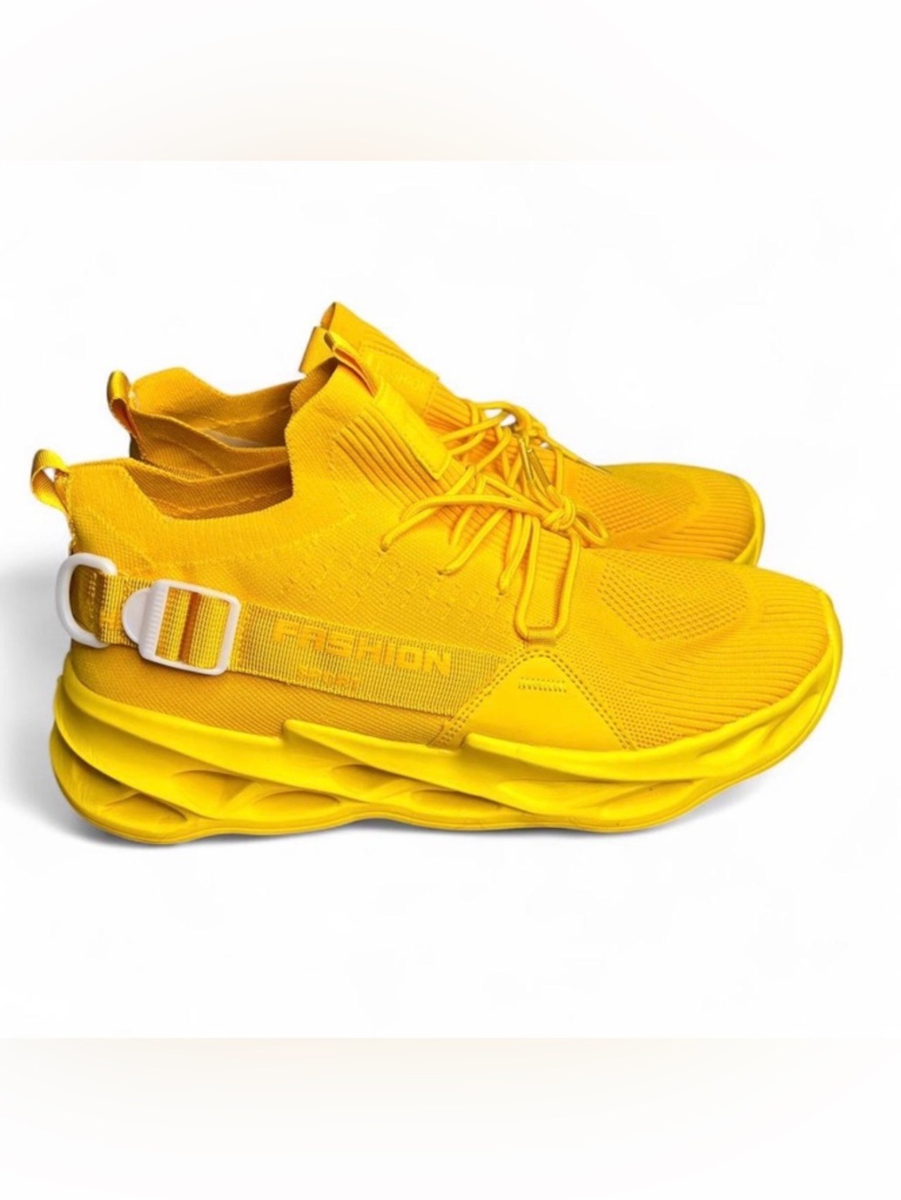 Yellow Knit Blade Athletic Sneakers